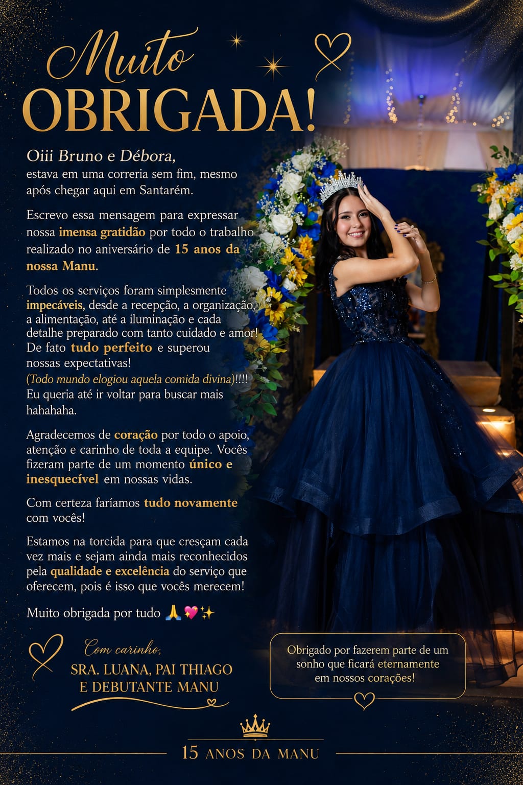 Depoimento de Família da Manu — 15 Anos